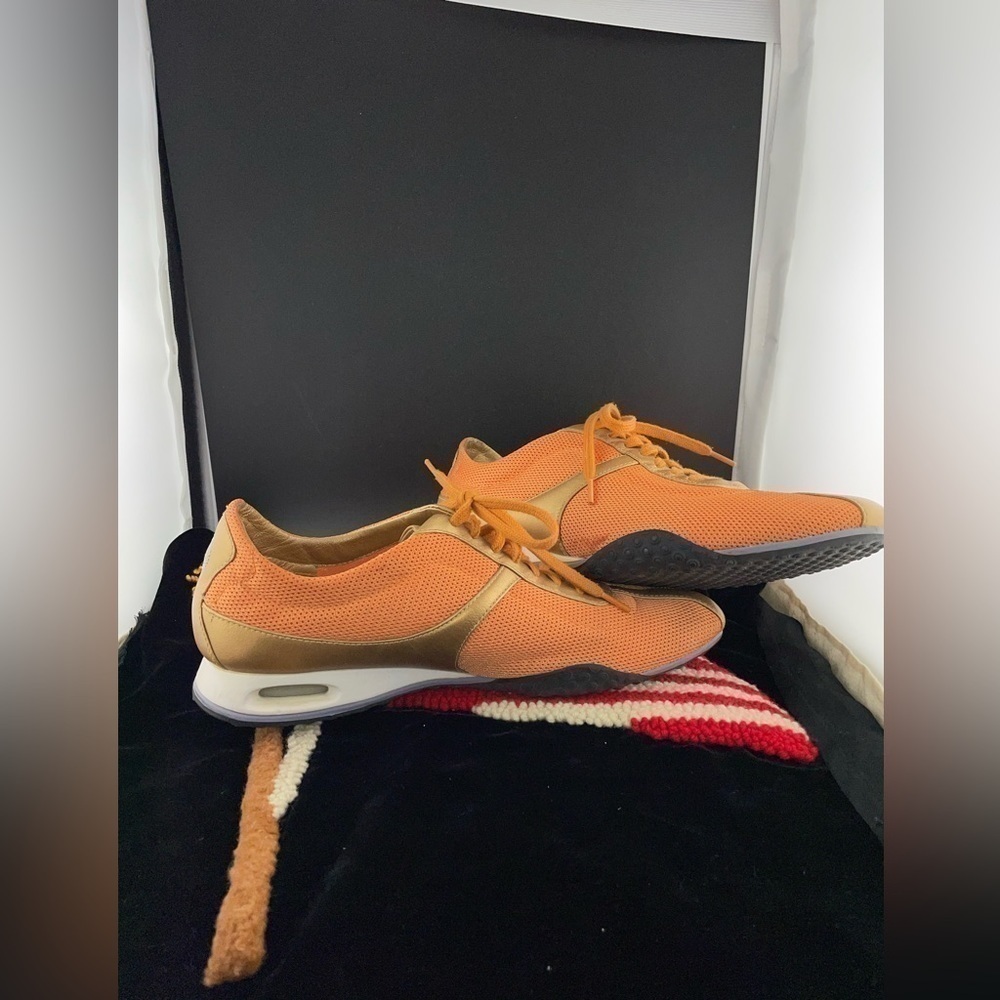 Cole Haan Womens Sneakers Shoes Orange Gold D18741 Low Top Lace Up Mesh 8 B﻿﻿﻿﻿﻿ - Picture 9 of 10